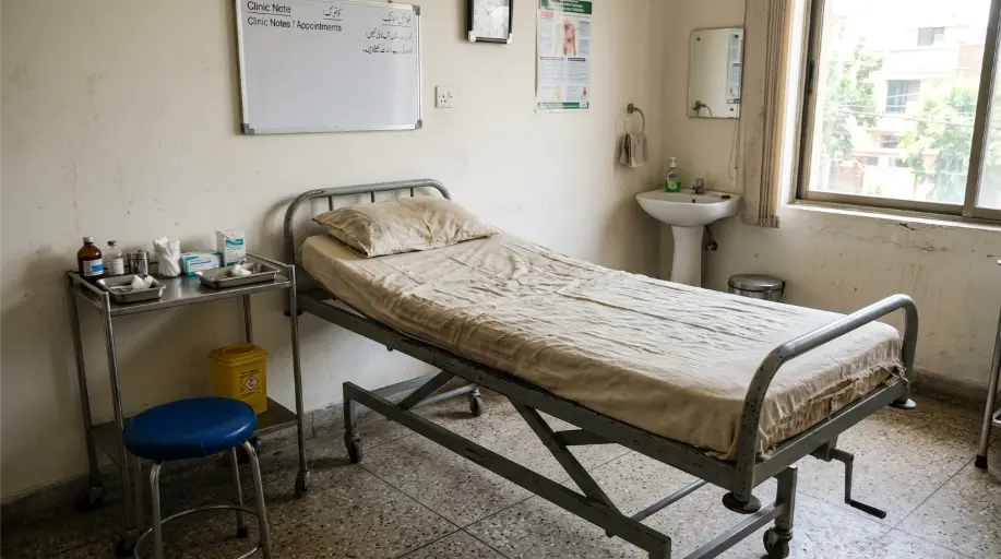 Dispensary Bed and Mattress, Gulberg Clinic - Before