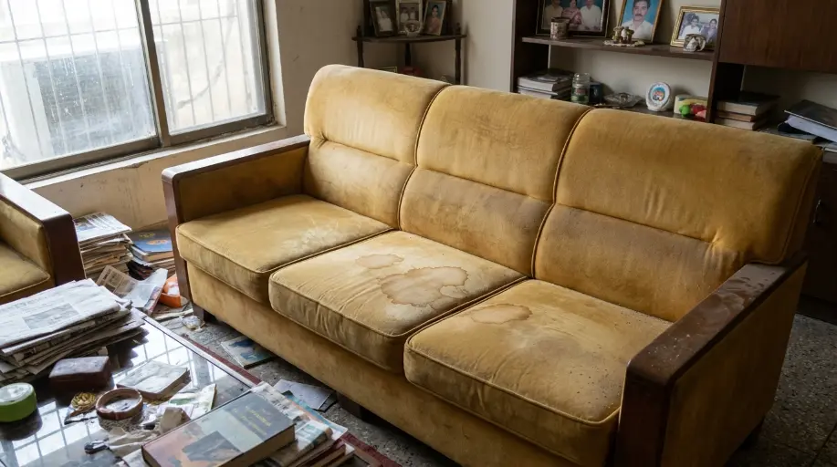 5-Seater Velvet Sofa, DHA Phase 6 - Before