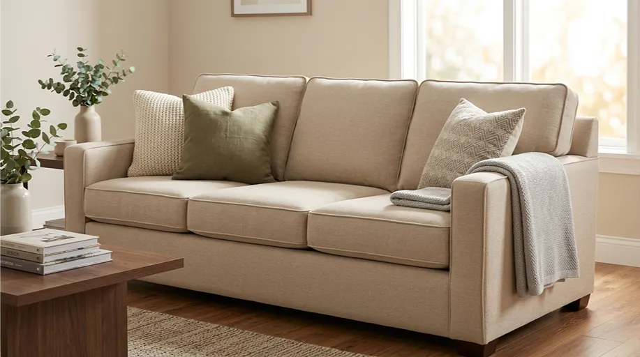 7 Seater Fabric Sofa Restored With Professional Sofa Cleaning Services - After