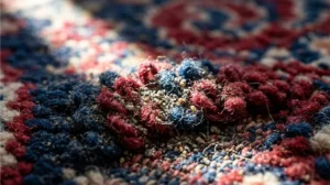 Fine Lahore smog dust embedded in Persian rug wool pile before professional cleaning