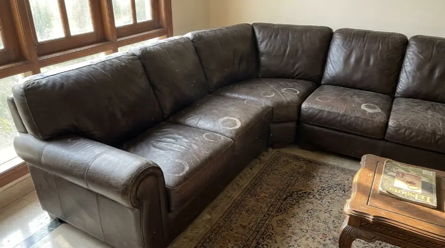 L-Shape Leather Sofa, Gulberg III - Before