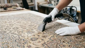 Silk Persian rug specialist dry cleaning Lahore using low moisture extraction tool