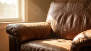dust and heat damage on leather sofa in Lahore